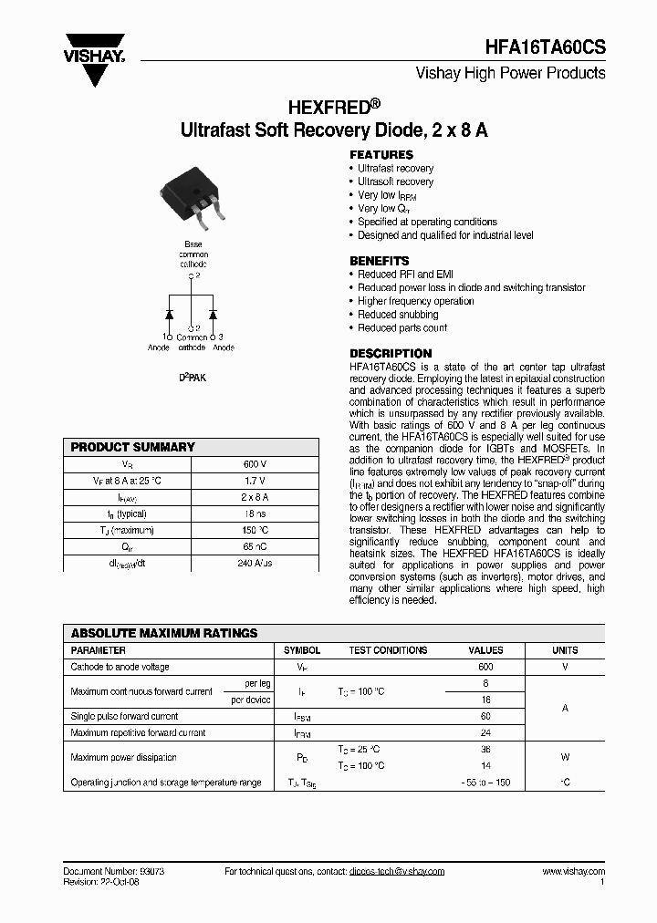 HFA16TA60CS_4250171.PDF Datasheet