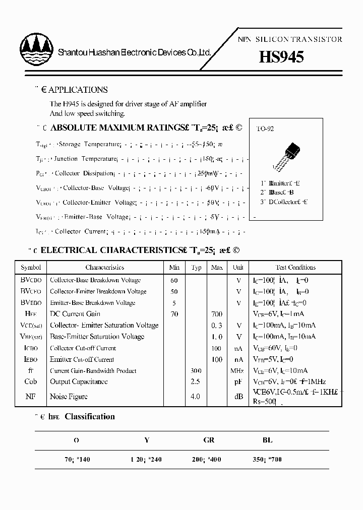 HS945_4576782.PDF Datasheet Download --- IC-ON-LINE