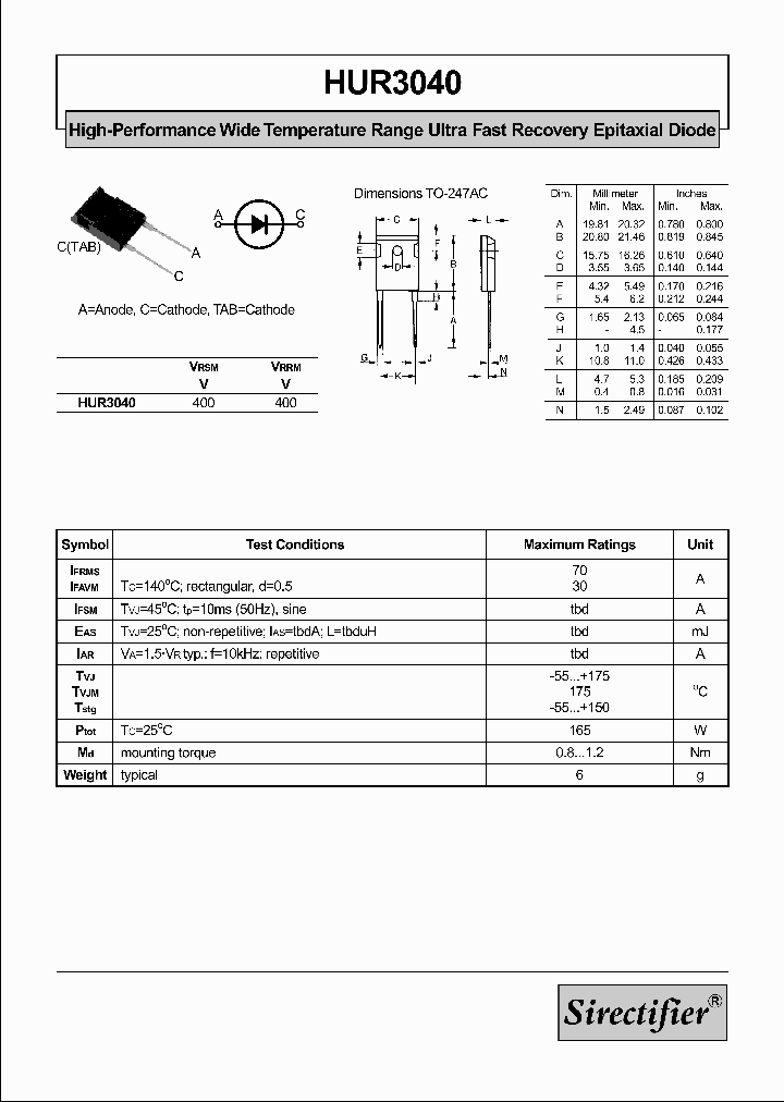 HUR3040_4225449.PDF Datasheet