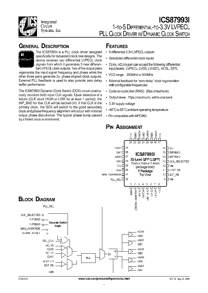 ICS87993AYI_4222516.PDF Datasheet Download --- IC-ON-LINE