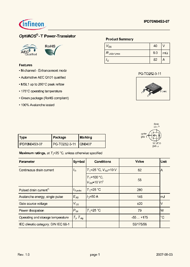 IPD70N04S3-07_4535517.PDF Datasheet