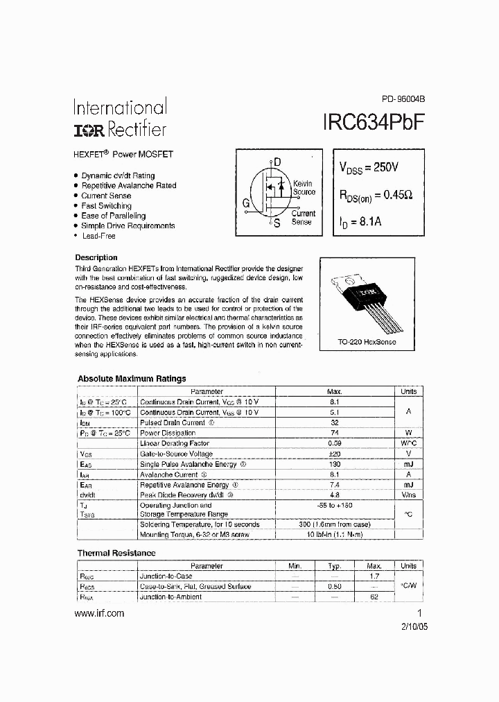 IRC634PRF_4221159.PDF Datasheet