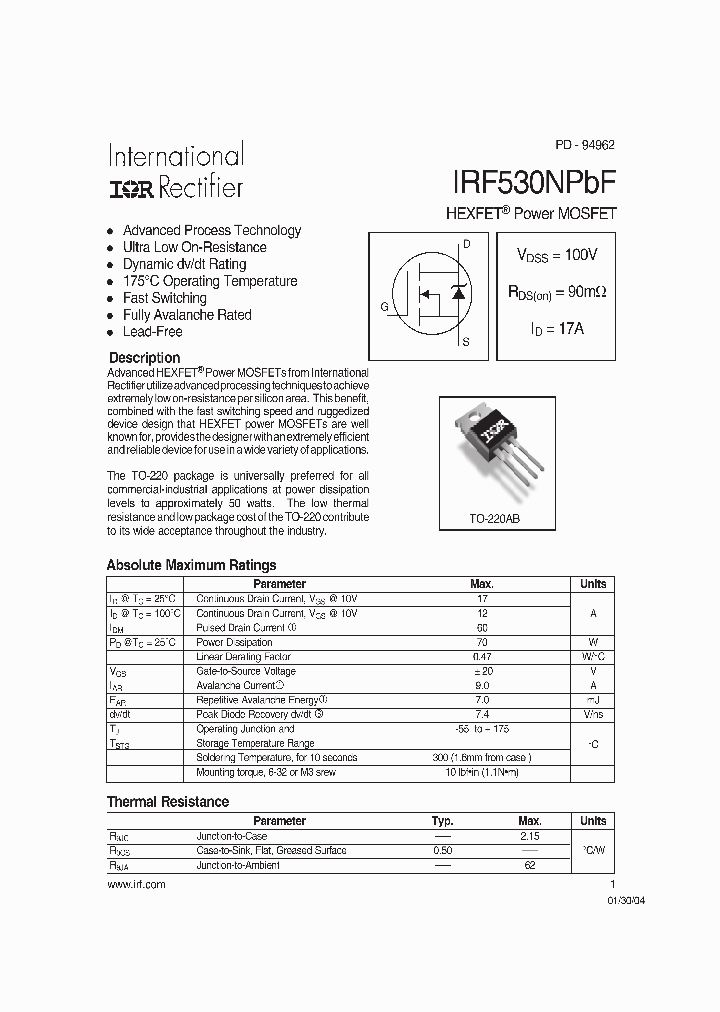 IRF530NPBF_4173688.PDF Datasheet