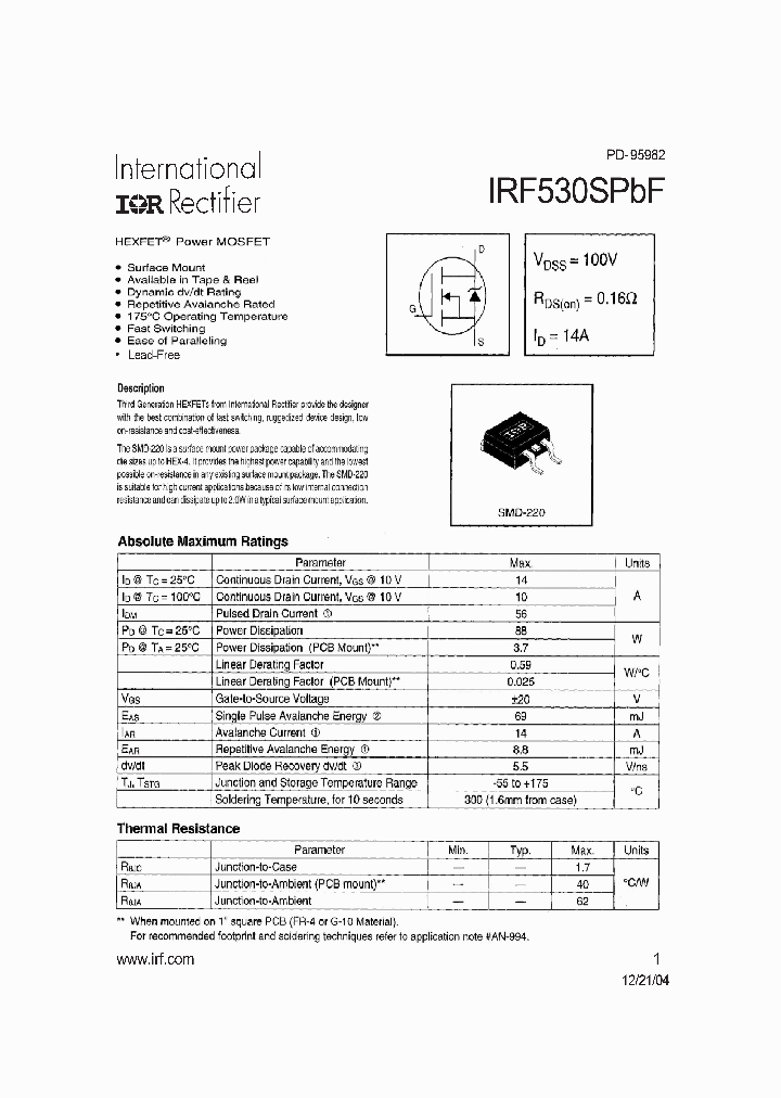 IRF530SPBF_4198789.PDF Datasheet