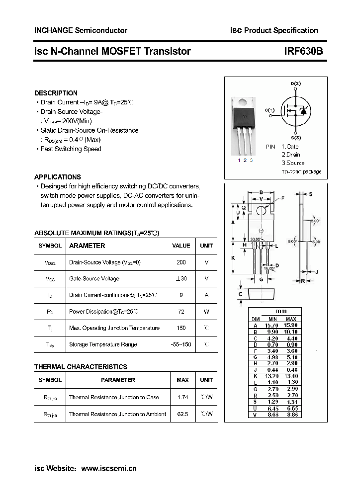 IRF630B_4448421.PDF Datasheet Download --- IC-ON-LINE