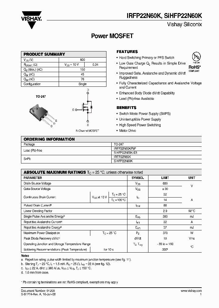 IRFP22N60K_4255794.PDF Datasheet