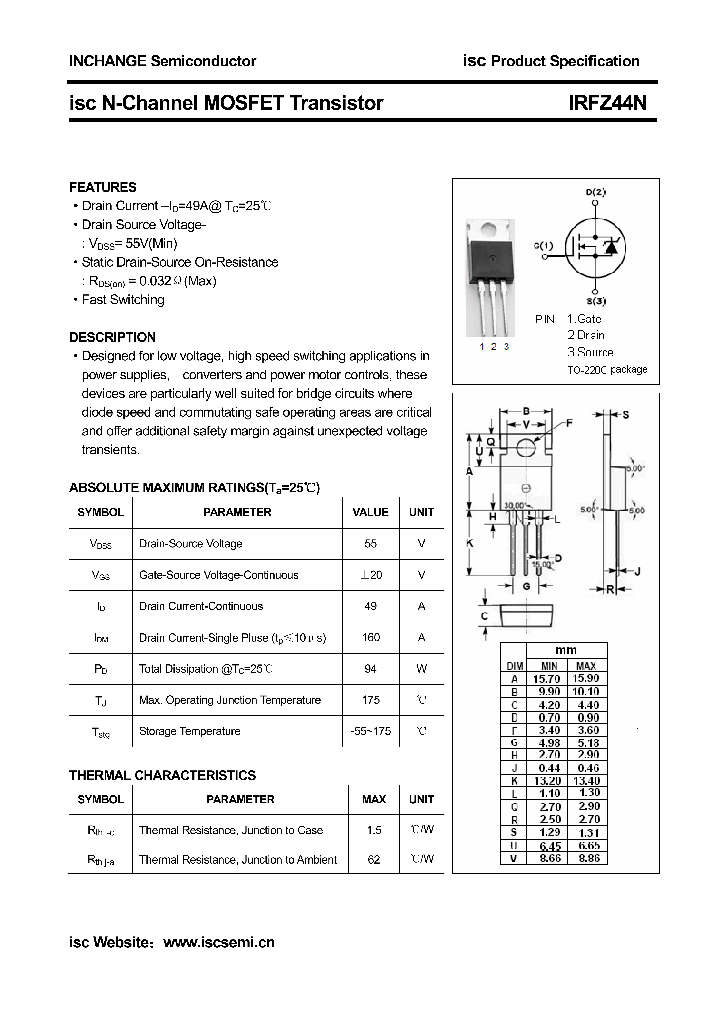 IRFZ44N_4558749.PDF Datasheet