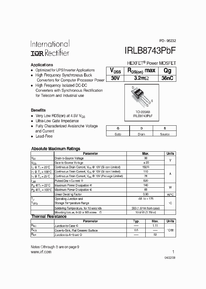 IRLB8743PBF_4558511.PDF Datasheet