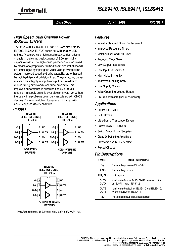 ISL89410IPZ_4532805.PDF Datasheet