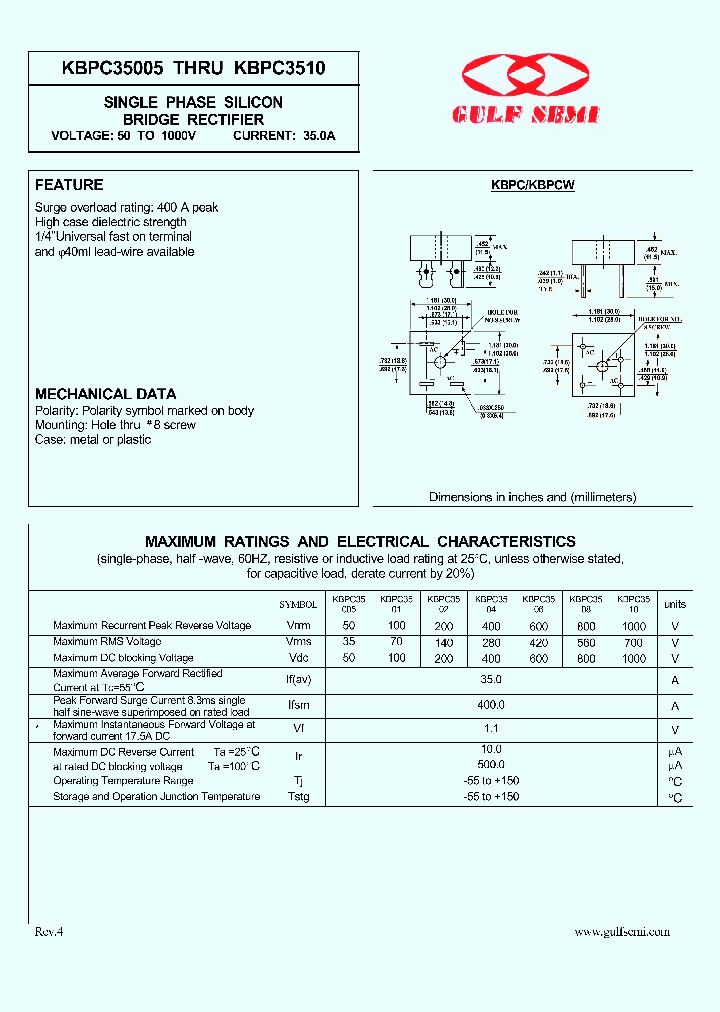 KBPC3508_4671050.PDF Datasheet Download --- IC-ON-LINE