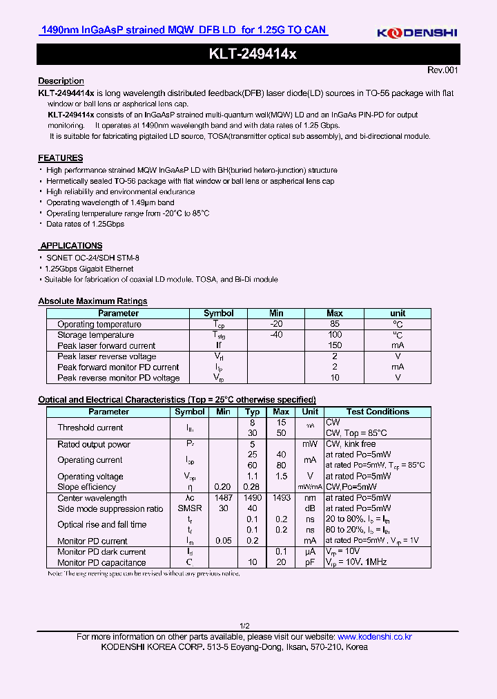 KLT-249414_4659574.PDF Datasheet