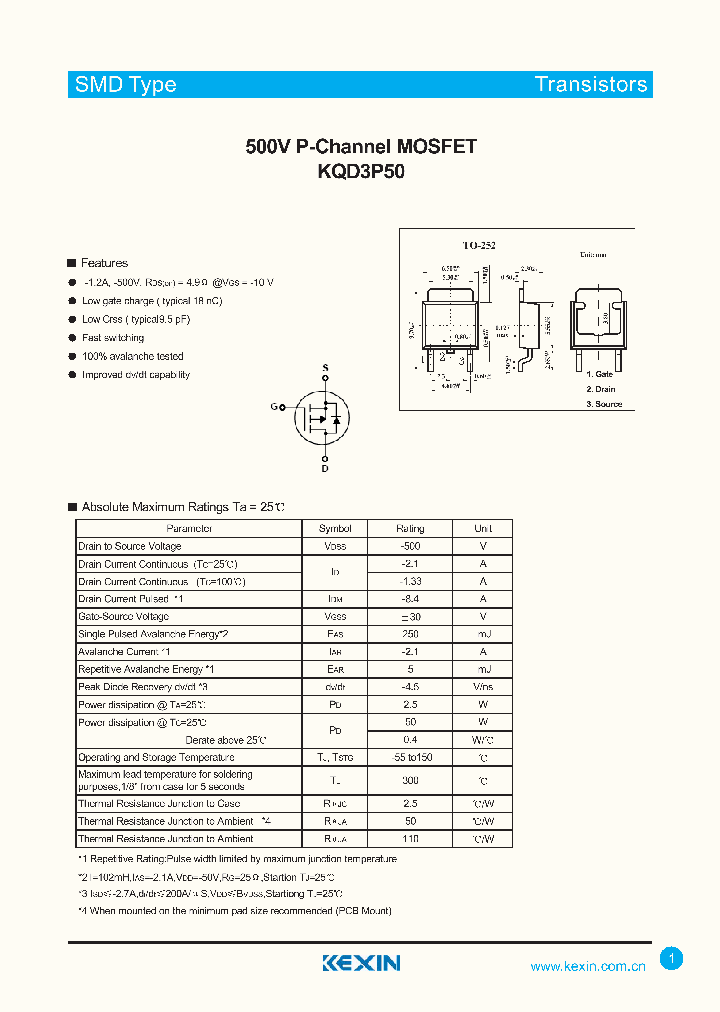 KQD3P50_4375360.PDF Datasheet