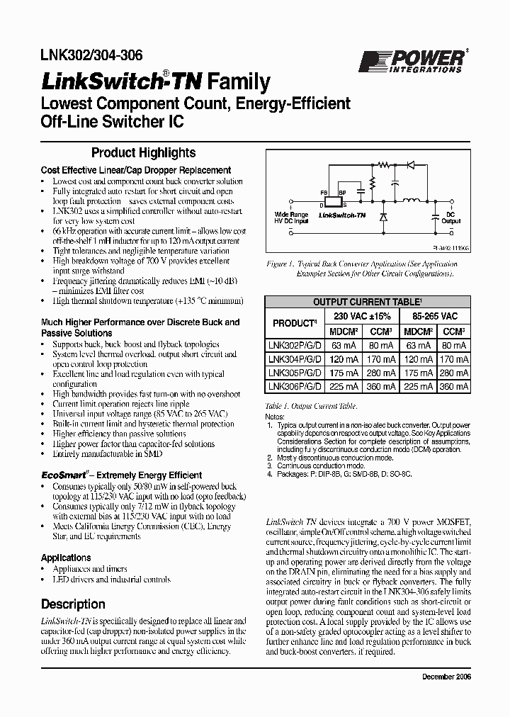 LNK302_4395435.PDF Datasheet Download --- IC-ON-LINE