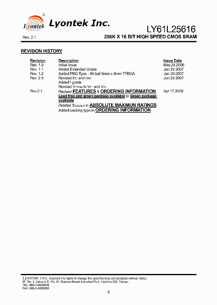 LY61L25616_4803460.PDF Datasheet
