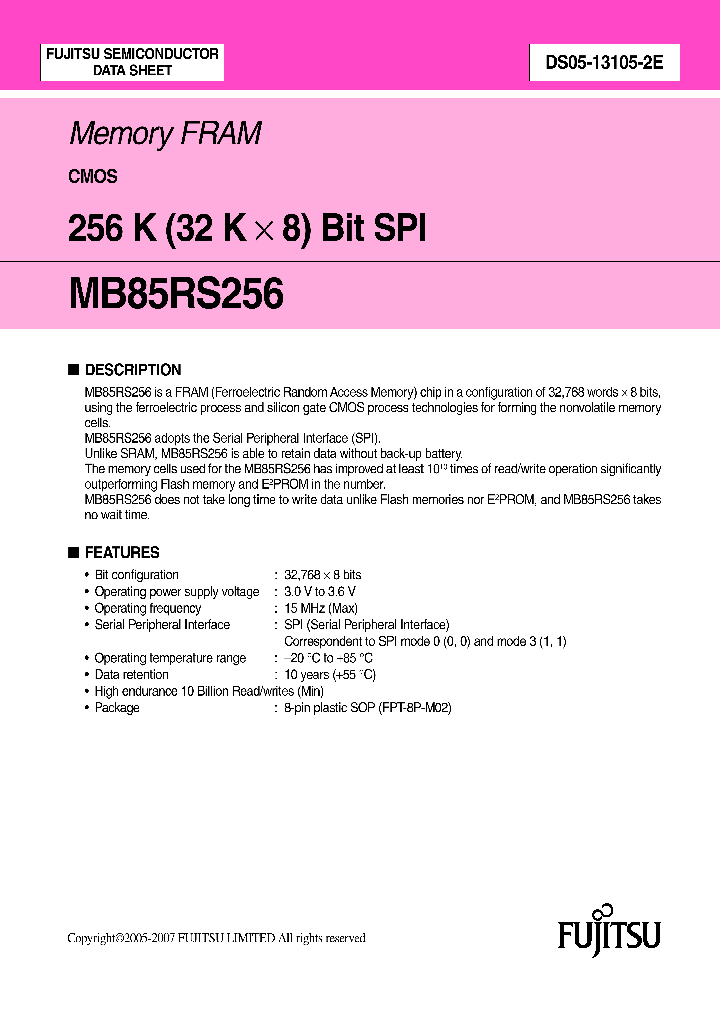 MB85RS256_4539960.PDF Datasheet