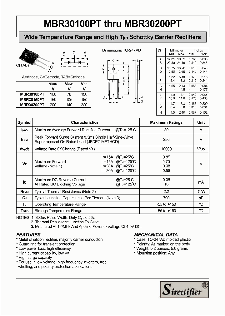 MBR30100PT_4469373.PDF Datasheet Download --- IC-ON-LINE
