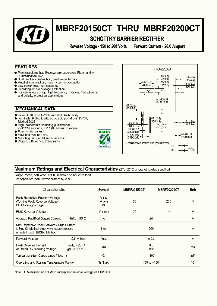 MBRF20150CT_4557864.PDF Datasheet Download --- IC-ON-LINE