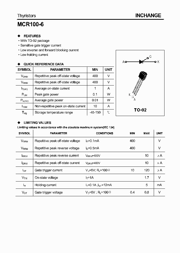 Mcr100 6 схема включения MCR100-6_4292564.PDF Datasheet Download --- IC-ON-LINE