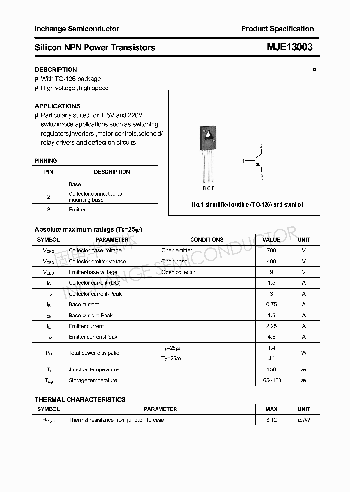 MJE13003_4286916.PDF Datasheet