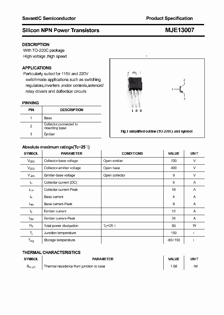 MJE13007_4754913.PDF Datasheet Download