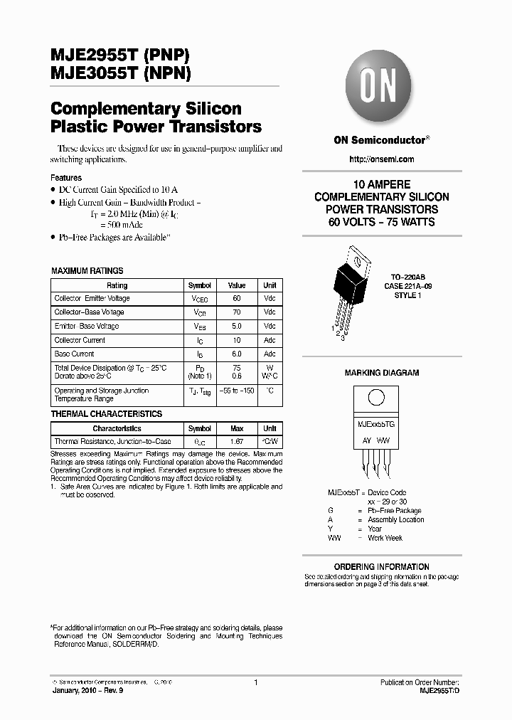 MJE2955T_4853949.PDF Datasheet Download --- IC-ON-LINE