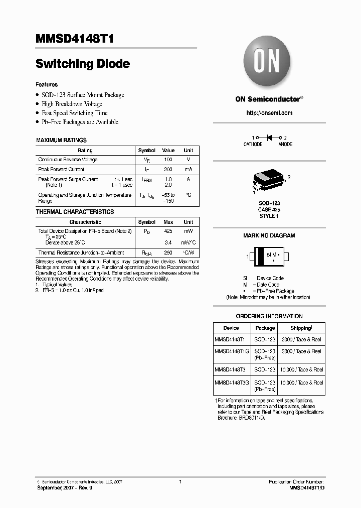 MMSD4148T1G_4255629.PDF Datasheet