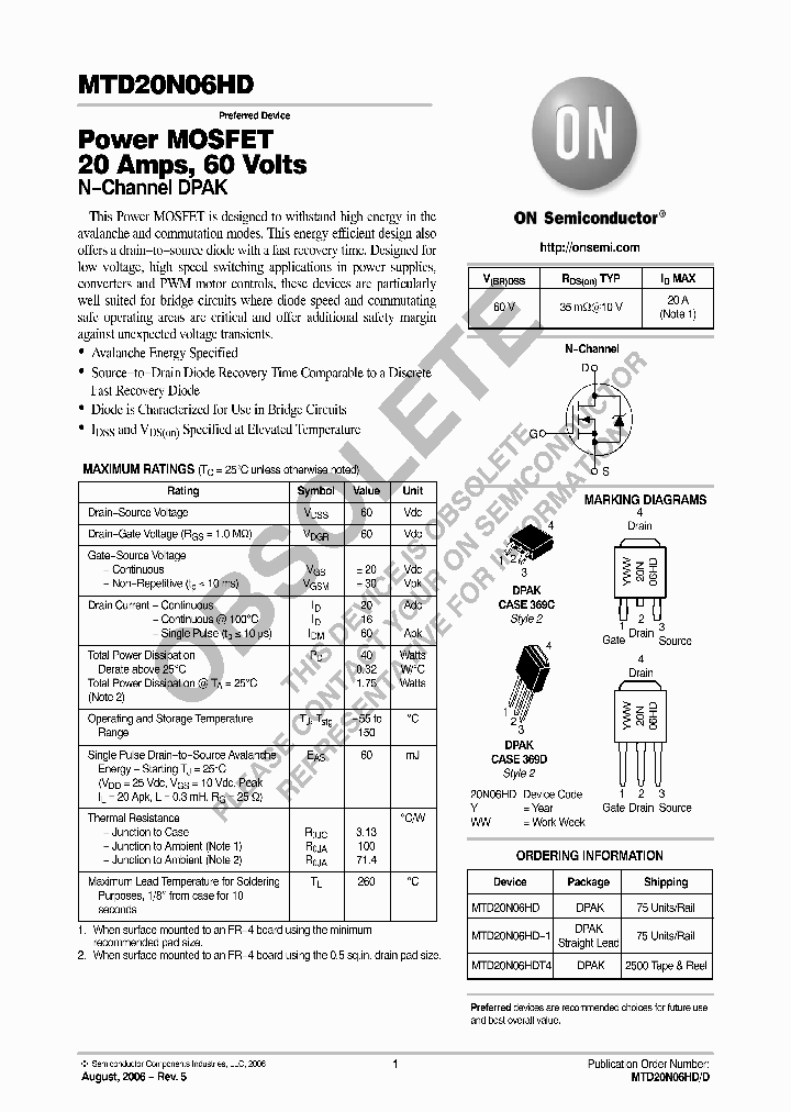 MTD20N06HD_4754893.PDF Datasheet