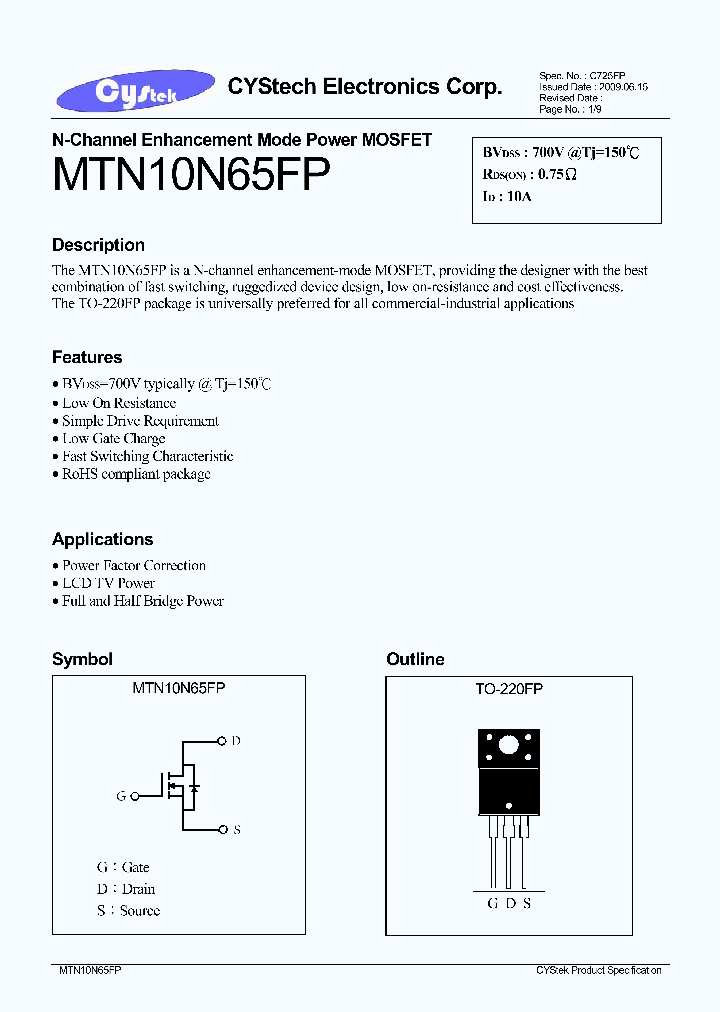 MTN10N65FP_4648220.PDF Datasheet