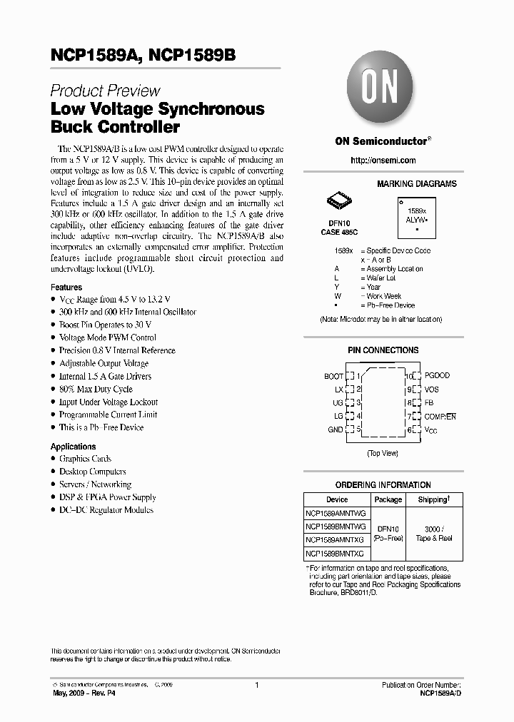 NCP1589AMNTWG_4581317.PDF Datasheet Download --- IC-ON-LINE