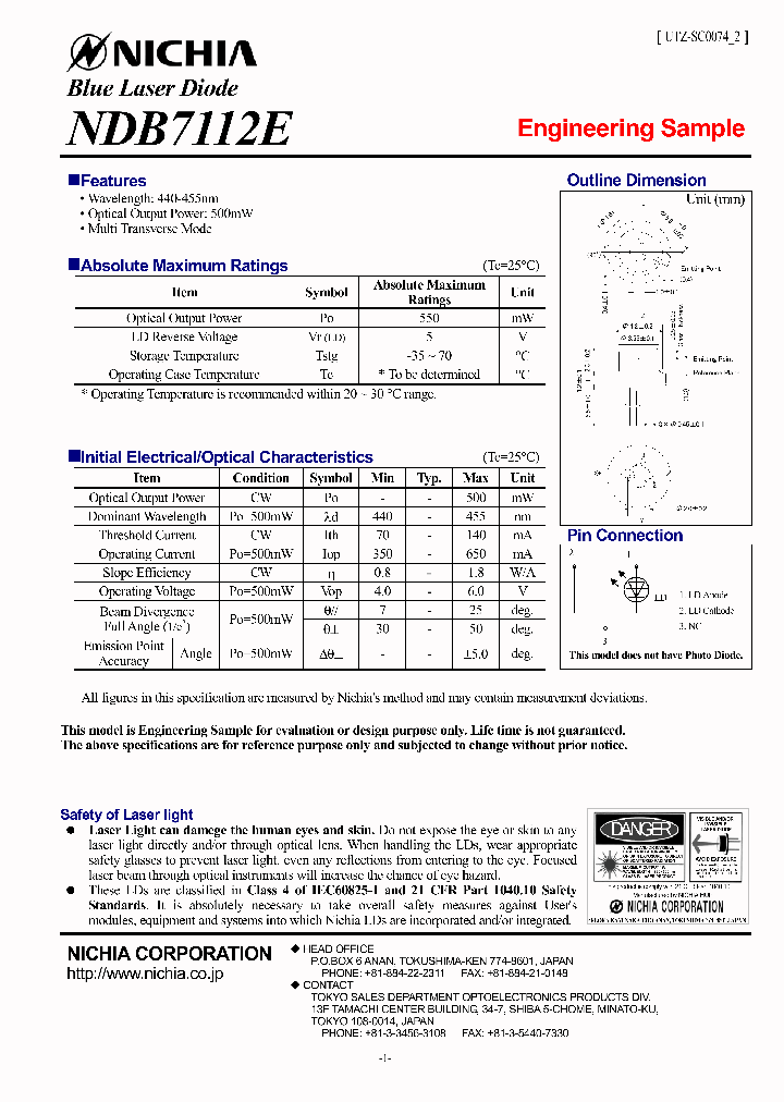 NDB7112E_4224554.PDF Datasheet Download --- IC-ON-LINE