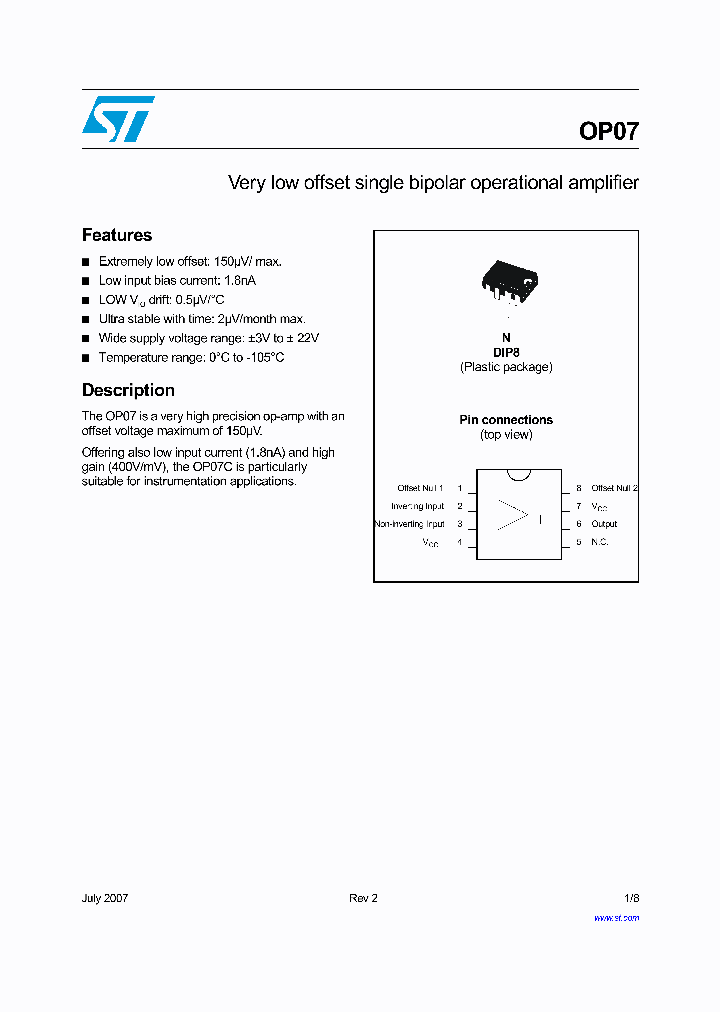 OP07_4235838.PDF Datasheet Download --- IC-ON-LINE