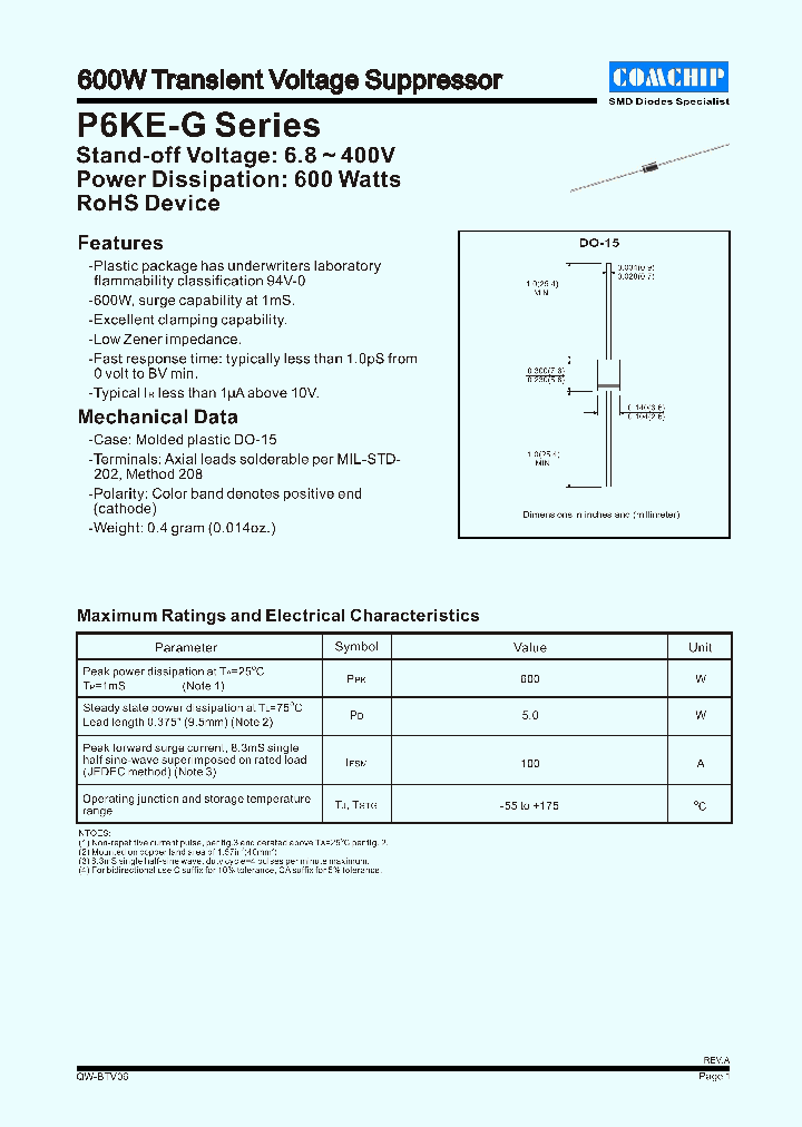 P6KE200A-G_4602906.PDF Datasheet Download --- IC-ON-LINE