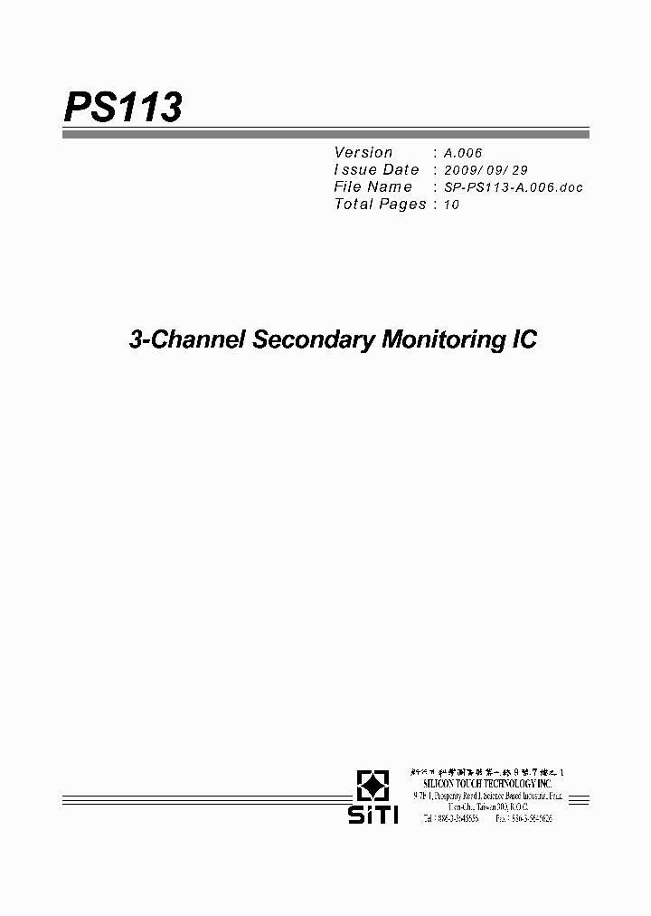 PS113_4607099.PDF Datasheet Download --- IC-ON-LINE