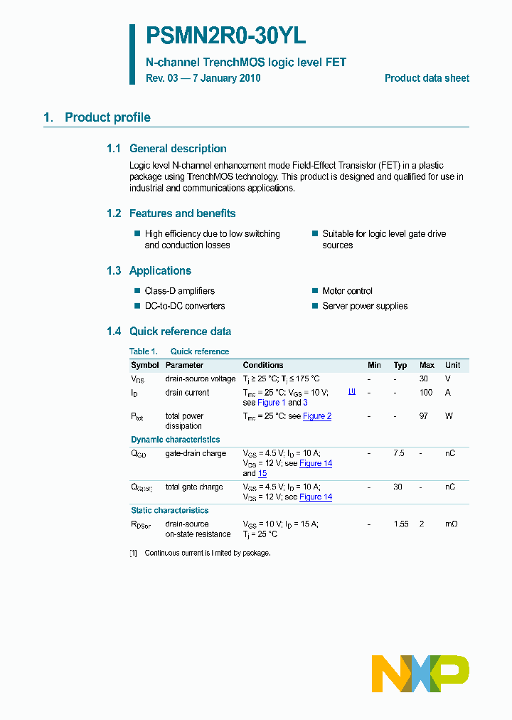 PSMN2R0-30YL10_4581662.PDF Datasheet