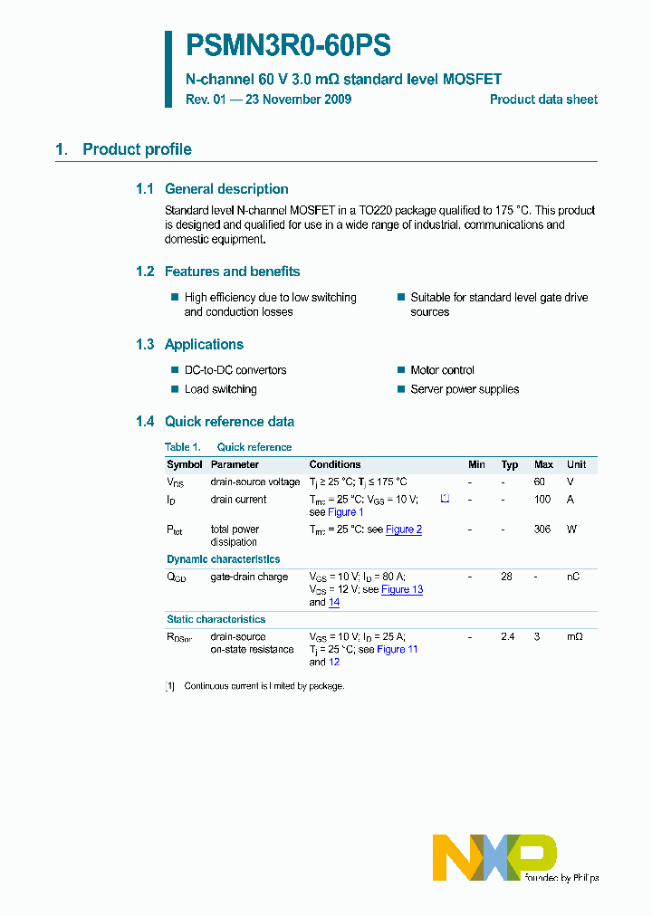 PSMN3R0-60PS_4740587.PDF Datasheet