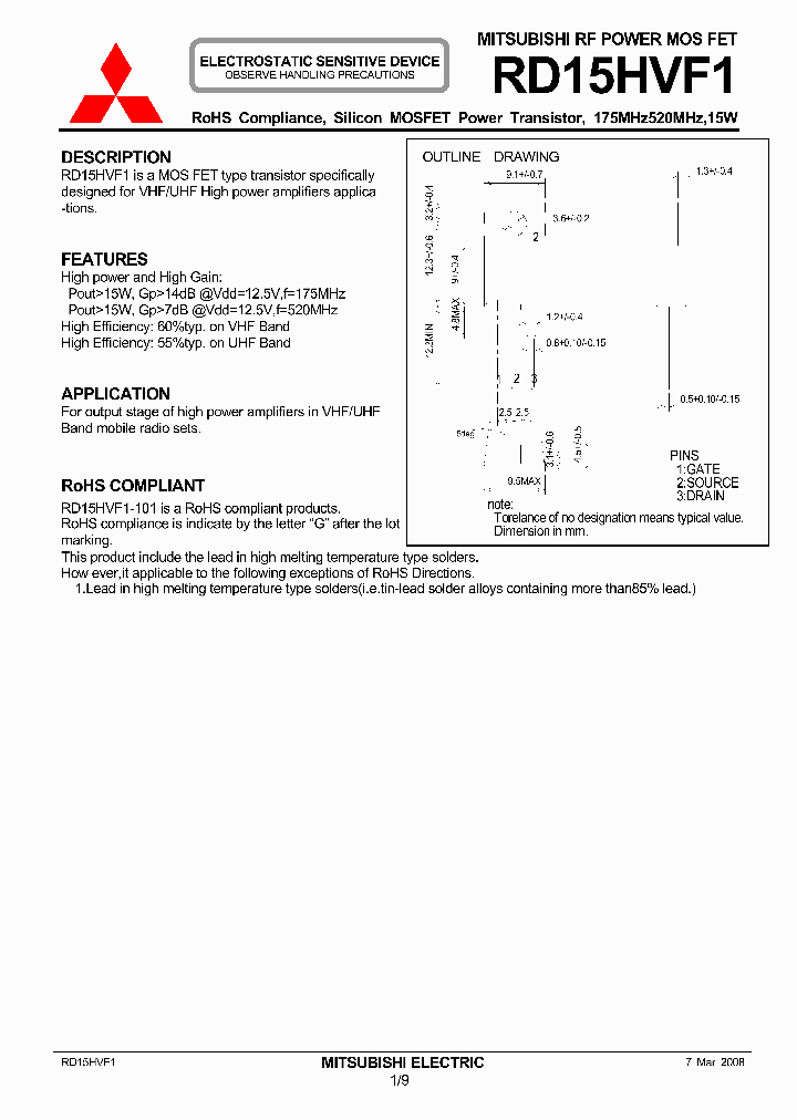 RD15HVF1_4725973.PDF Datasheet Download --- IC-ON-LINE