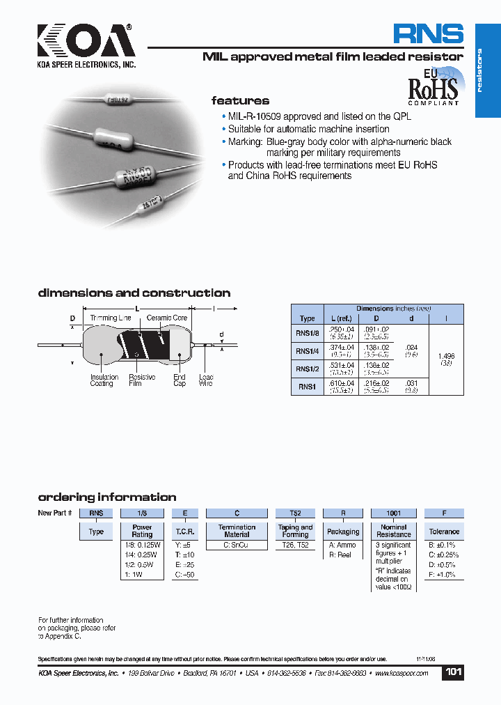 RNS1CCT26A1001B_4570877.PDF Datasheet Download --- IC-ON-LINE