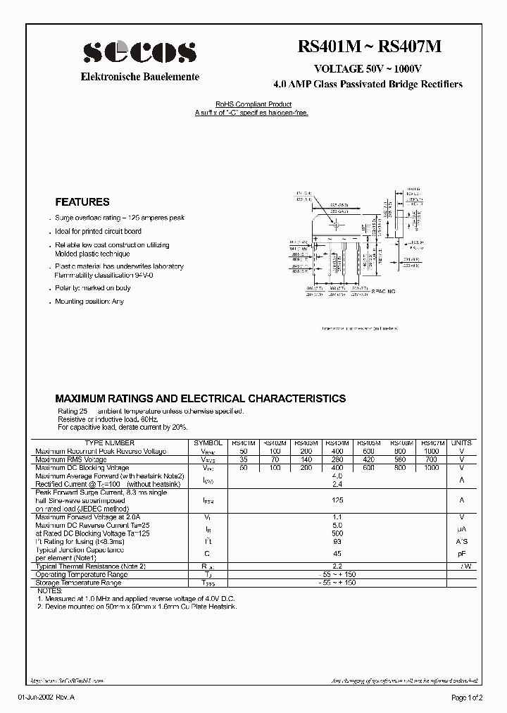 RS405M_4630496.PDF Datasheet Download --- IC-ON-LINE