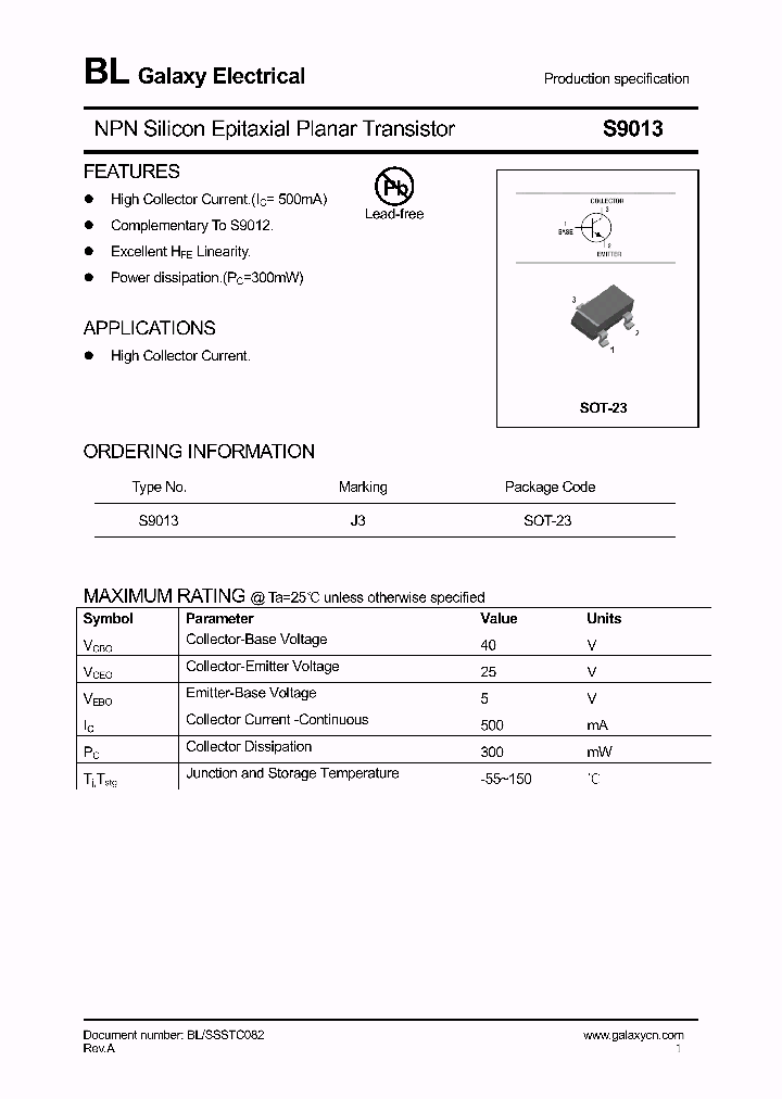 S9013_4341597.PDF Datasheet Download --- IC-ON-LINE