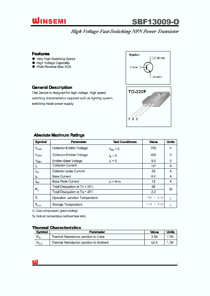 SBF13009-O_4874285.PDF Datasheet