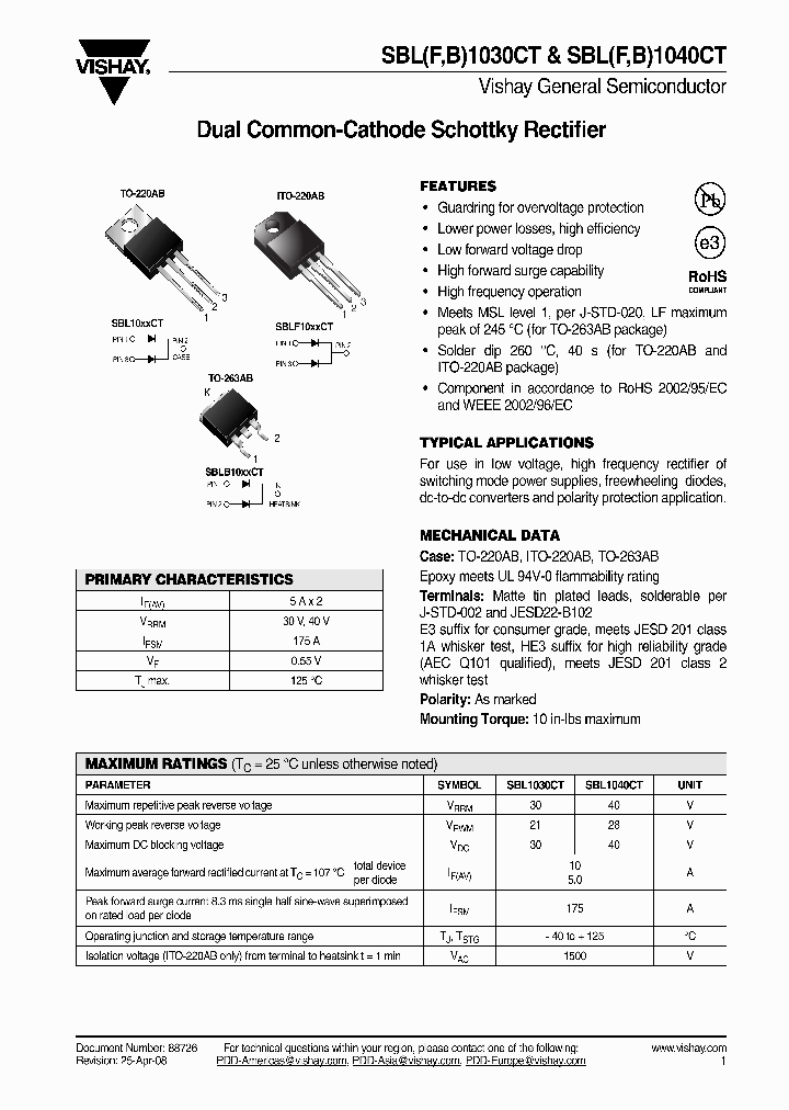 SBL1030CT_4486424.PDF Datasheet Download --- IC-ON-LINE