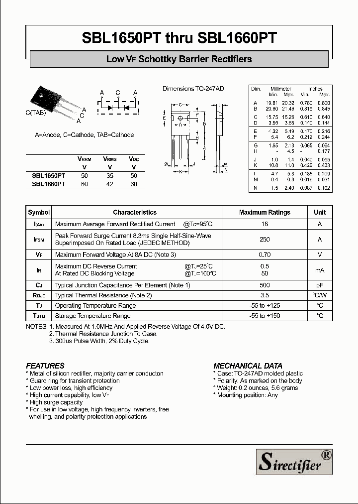 SBL1650PT_4238767.PDF Datasheet