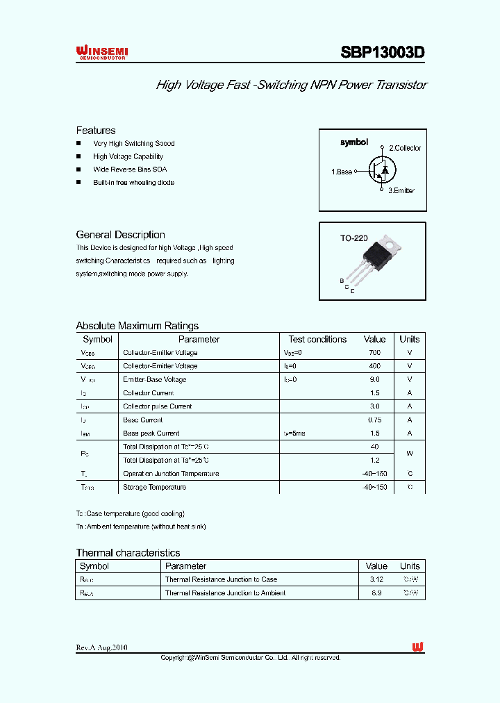 SBP13003D_4893299.PDF Datasheet