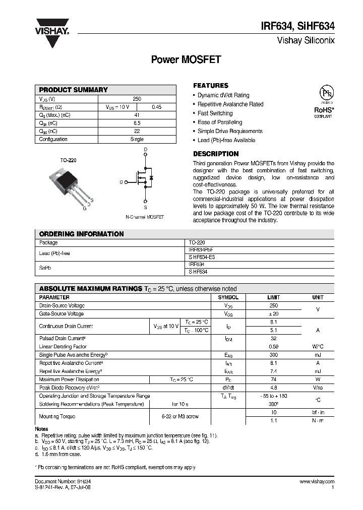 SIHF634_4274955.PDF Datasheet