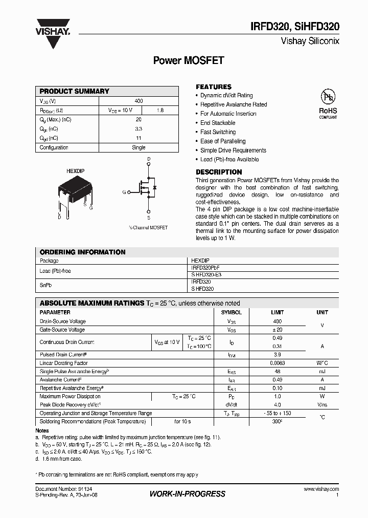 SIHFD320_4255441.PDF Datasheet