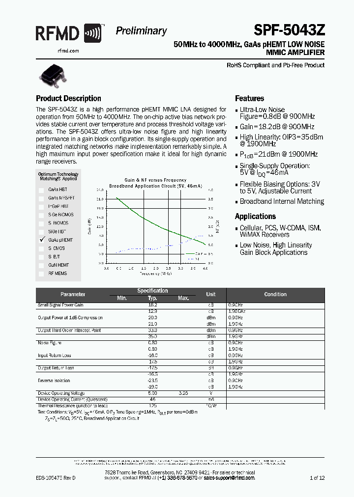 SPF-5043Z-EVB1_4545247.PDF Datasheet Download --- IC-ON-LINE