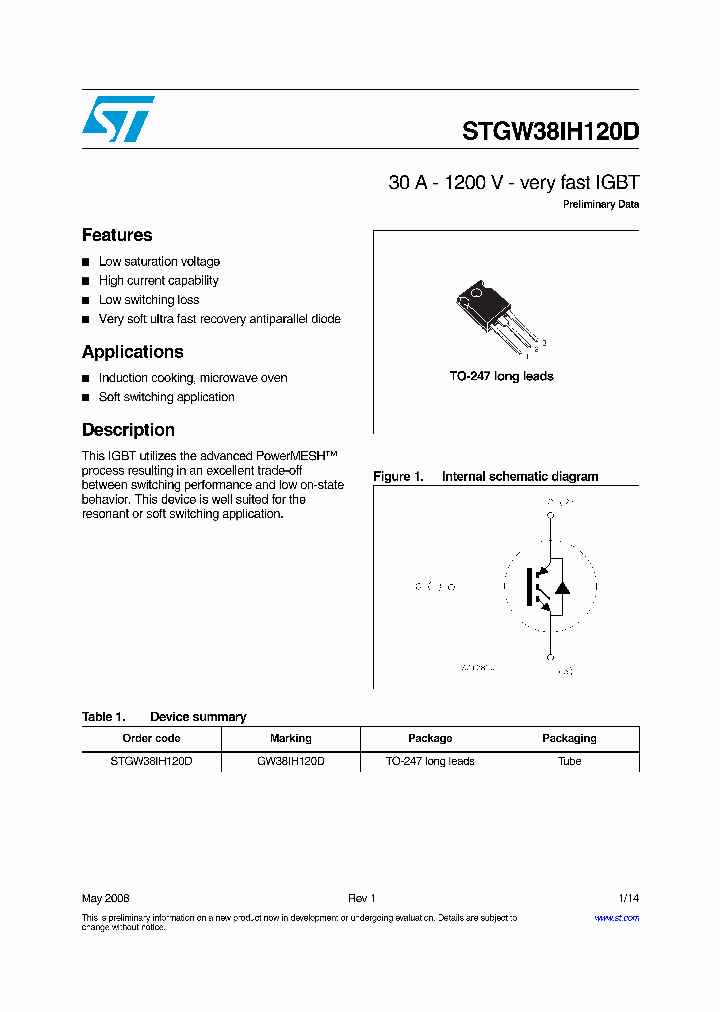 STGW38IH120D_4289779.PDF Datasheet