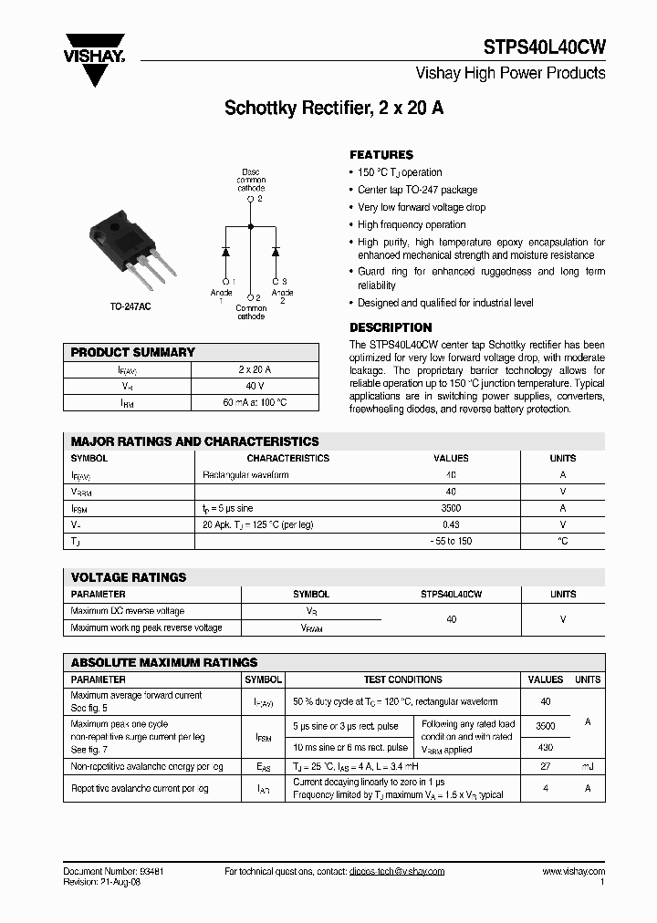 STPS40L40CWPBF_4262993.PDF Datasheet