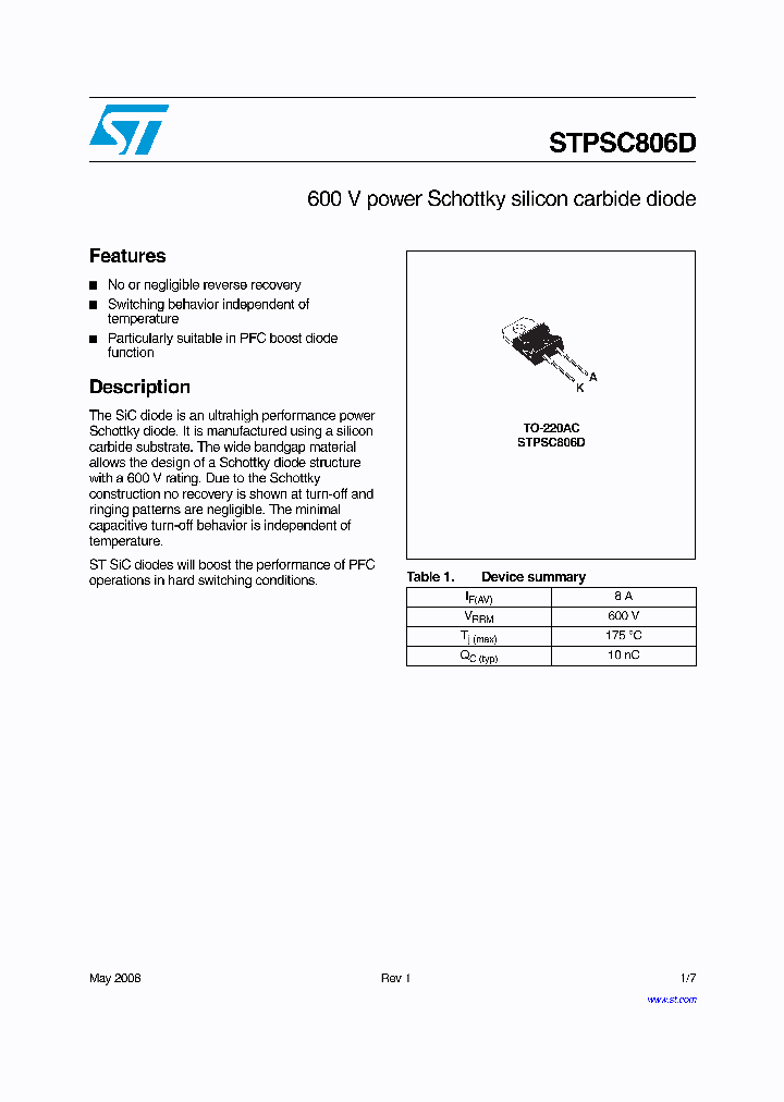 STPSC806D_4461894.PDF Datasheet