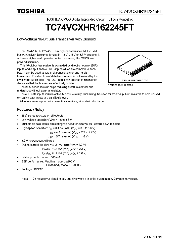 TC74VCXHR162245FT07_4202255.PDF Datasheet